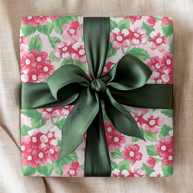Papier Cadeau Chic rose moderne Floral Motif fille (Créateur téléchargé)