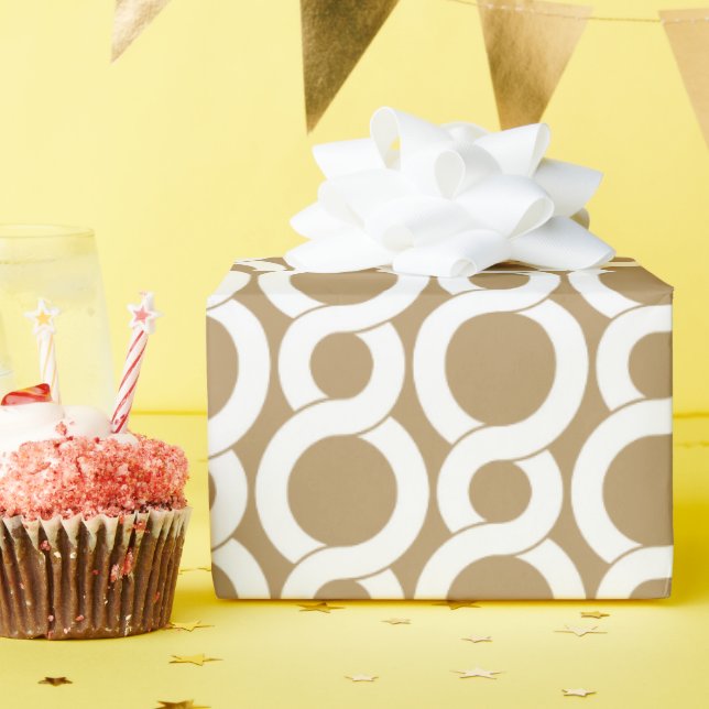 Papier Cadeau Chic rose or abstrait motif géométrique monogramme (Fête d'anniversaire)