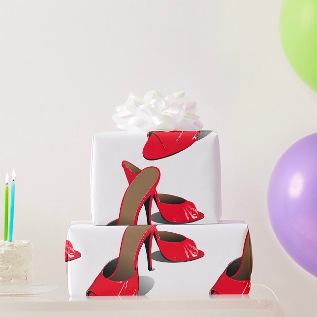 Papier Cadeau Chic Rouge Haut talons Glamour Stiletto Mode (Créateur téléchargé)