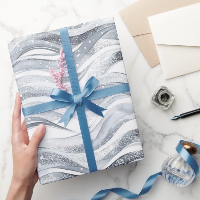 Papier Cadeau Chic Silver Glam Abstrait anniversaire (Cadeaux)