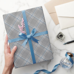 Papier Cadeau Chic Tartan bleu gris noir Motif