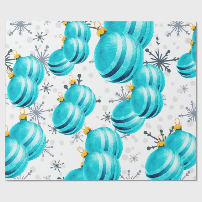 Papier Cadeau Chic Turquoise Ornements Snowflakes Wrapper Papier (Plat)