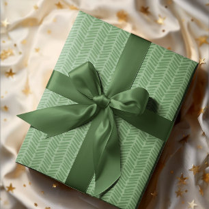 Papier Cadeau Chic Vert Sauge Foncé Clair Forest Rayé Zigzag