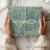 Chic Vintage Bleu Vert Toile Pays Français