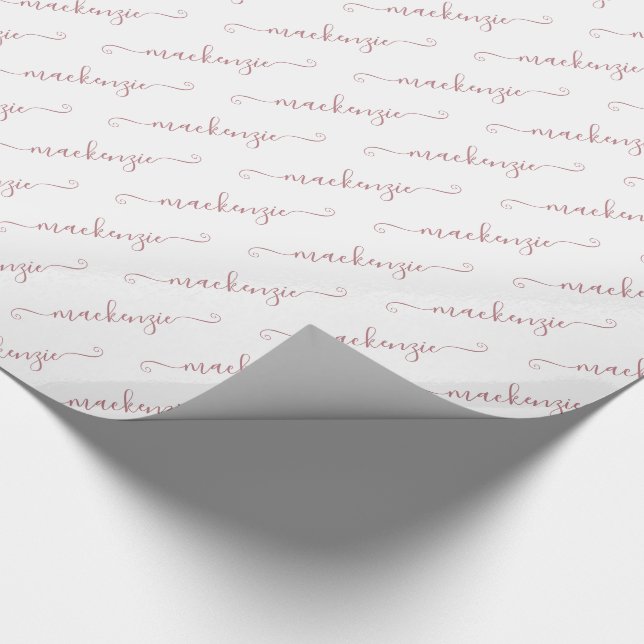 Papier Cadeau Chic White Rose Or manuscrit Nom du script (Coin)