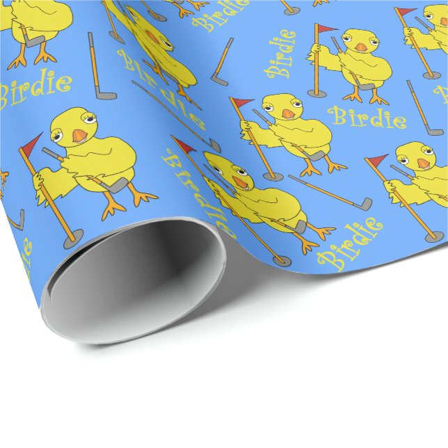 Papier Cadeau Chick de golf de Birdie (Coin rond)