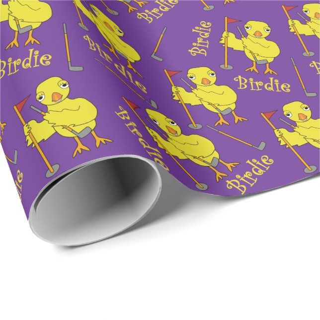Papier Cadeau Chick de golf de Birdie (Coin rond)