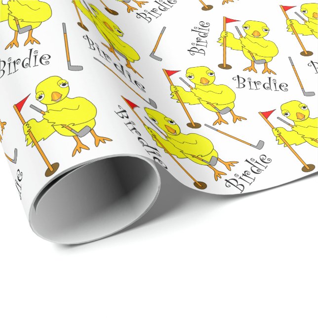 Papier Cadeau Chick de golf de Birdie (Coin rond)