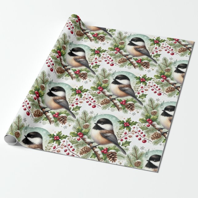 Papier Cadeau Chickadee de vacances (Déroulé)