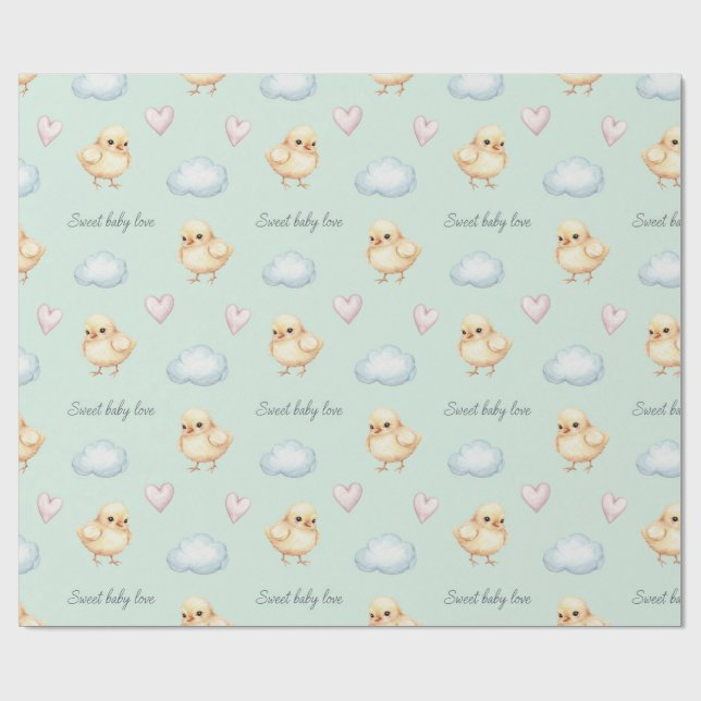 Papier Cadeau Chicks and Hearts par Natasha Us (Plat)