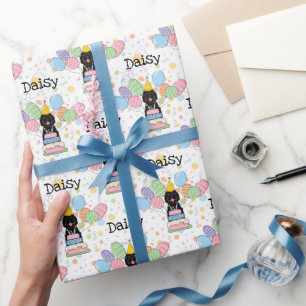 Papier Cadeau Chien à bergère noire Anniversaire