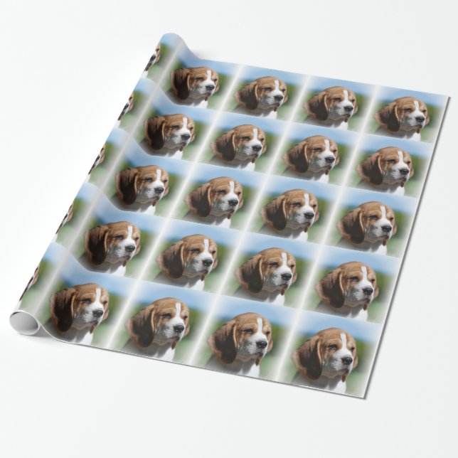 Papier Cadeau Chien adorable de beagle (Déroulé)