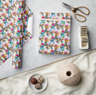 Papier Cadeau Chien allongé sur des œufs de Pâques