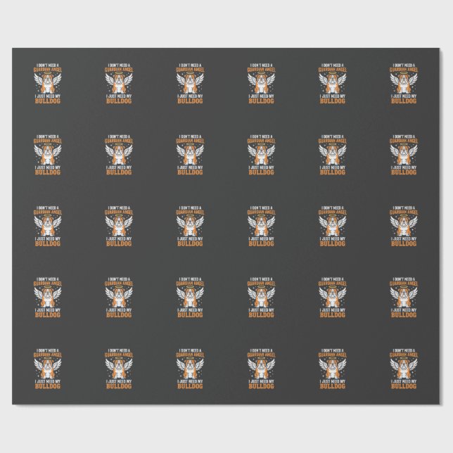 Papier Cadeau Chien ange gardien Bouledogue (Plat)
