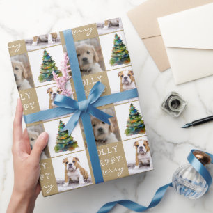 Papier Cadeau Chien Animal De Compagnie 2 Photos Arbre De Noël A