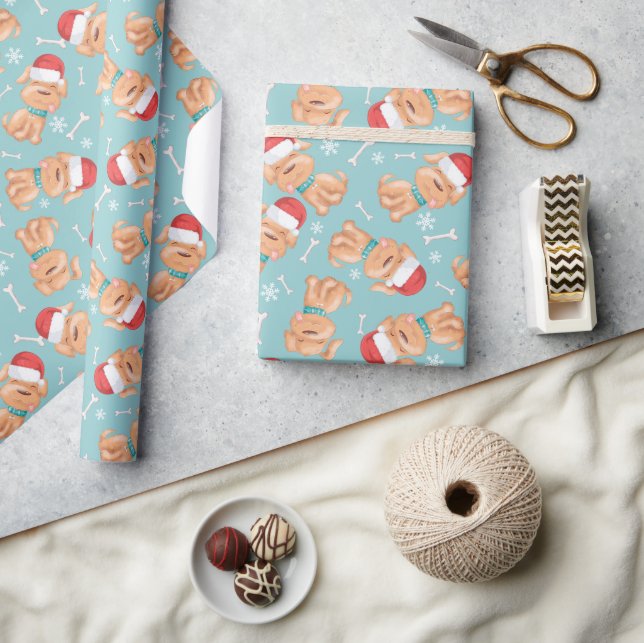 Papier Cadeau Chien au chapeau de Noël (Artisanat)