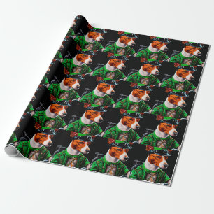 Papier Cadeau Chien Basenji conduisant un vélo la Saint-Patrick