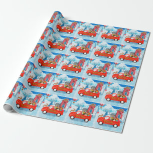 Papier Cadeau Chien Basset Hound dans un camion de livraison de