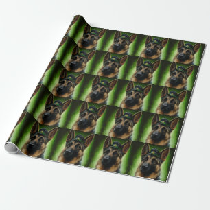 Papier Cadeau Chien berger allemand en tenue de jour St. Patrick