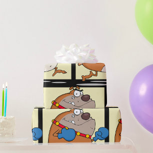 Papier Cadeau Chien bouledogue boxer de dessin animé drôle