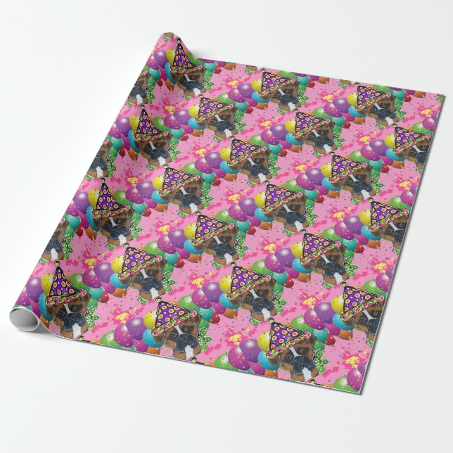 Papier Cadeau Chien Boxer Chien de Fête (Déroulé)