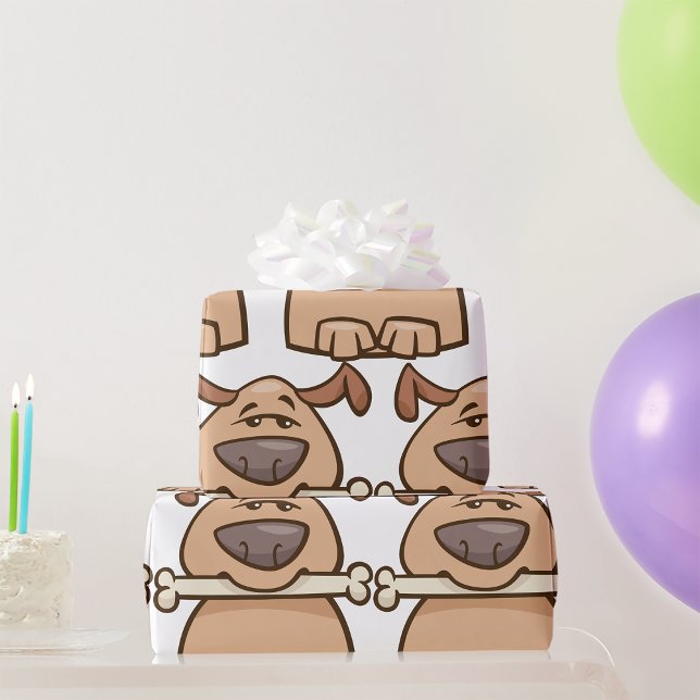 Papier Cadeau Chien Brown Avec Papier D'Enveloppement D'Os (Créateur téléchargé)