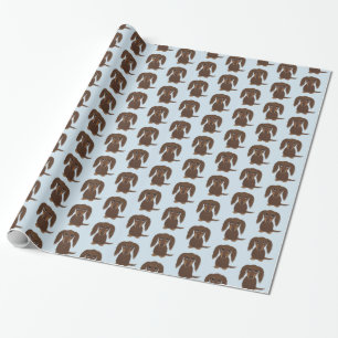 Papier Cadeau Chien brun chocolat à cheveux longs mignon de