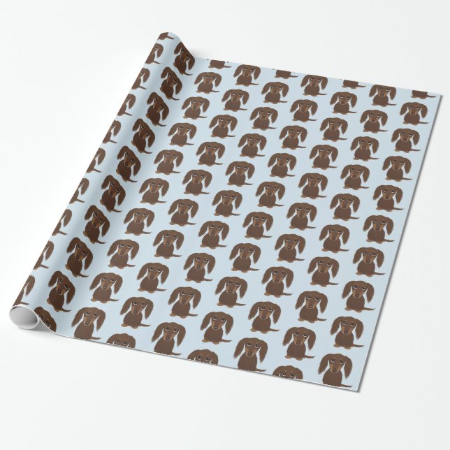 Papier Cadeau Chien brun chocolat à cheveux longs mignon de (Déroulé)