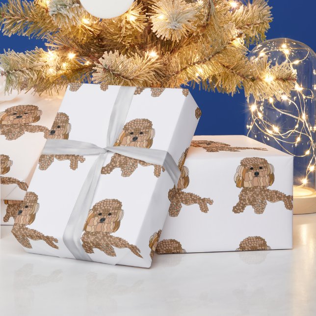 Papier Cadeau Chien Caniche  (Vacances)