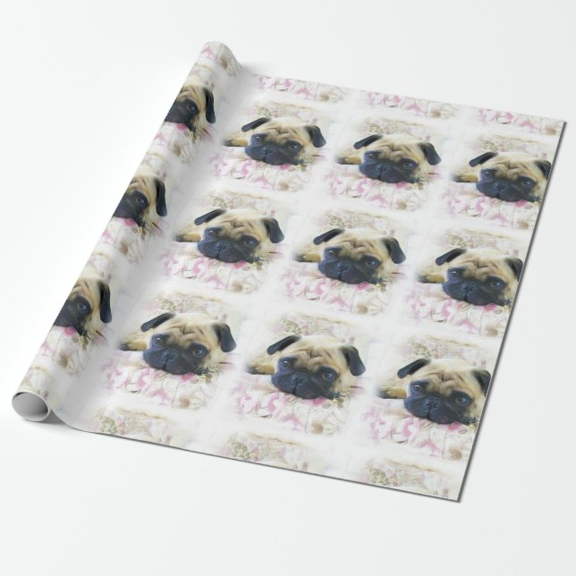Papier Cadeau Chien carlin (Déroulé)