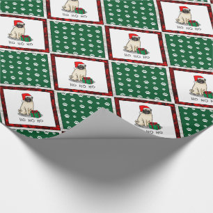 Papier Cadeau Chien Carlin de Noël de Noël de Père Noël (faon cl