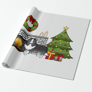 Papier Cadeau Chien Chien De Chien De Shetland Bi-Noir Dans Une 