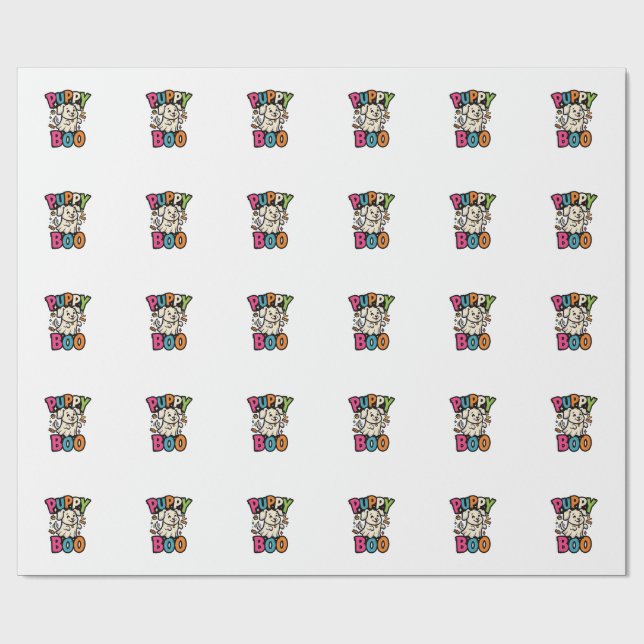 Papier Cadeau Chien Chiot Boo Halloween (Plat)