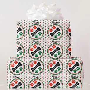 Papier Cadeau Chien Christmas Paws Ajouter un nom Cadeau