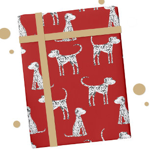 Papier Cadeau Chien dalmate rouge