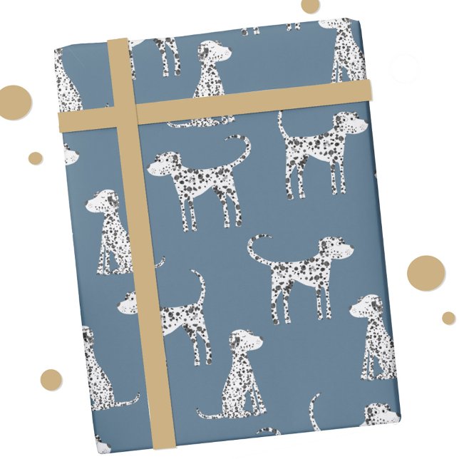 Papier Cadeau Chien dalmate vert Turquoise (Fun Dalmatian Dog gift wrap paper roll)