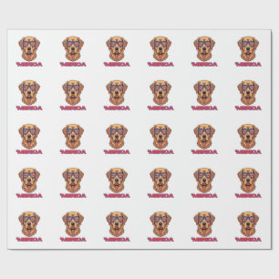 Papier Cadeau Chien d'Amérique avec lunettes de soleil drapeau a