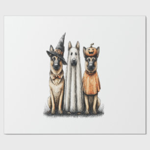 Papier Cadeau Chien de berger allemand fantôme d'Halloween
