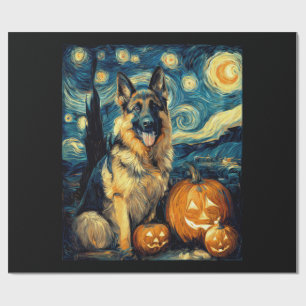 Papier Cadeau Chien de berger allemand mignon Halloween Jack O L