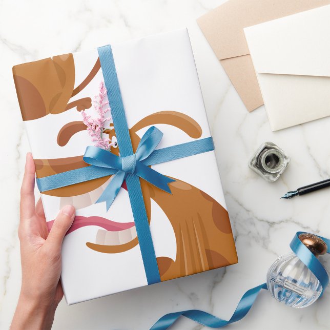 Papier Cadeau Chien de caricature avec grand sourire et langue d (Créateur téléchargé)