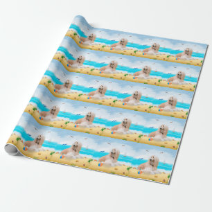 Papier Cadeau Chien de chien afghan sur la plage