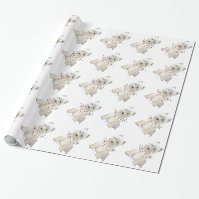 Papier Cadeau Chien de fête (Déroulé)