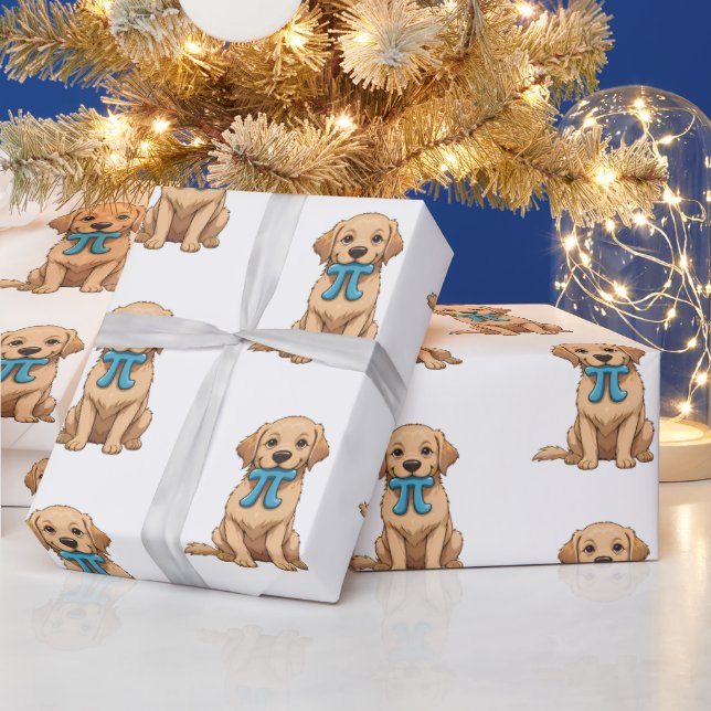 Papier Cadeau Chien De Jour Pi Avec Symbole Pi | Joyeuse Journée (Vacances)