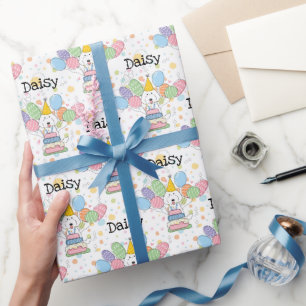 Papier Cadeau Chien de labradoodle blanc Anniversaire