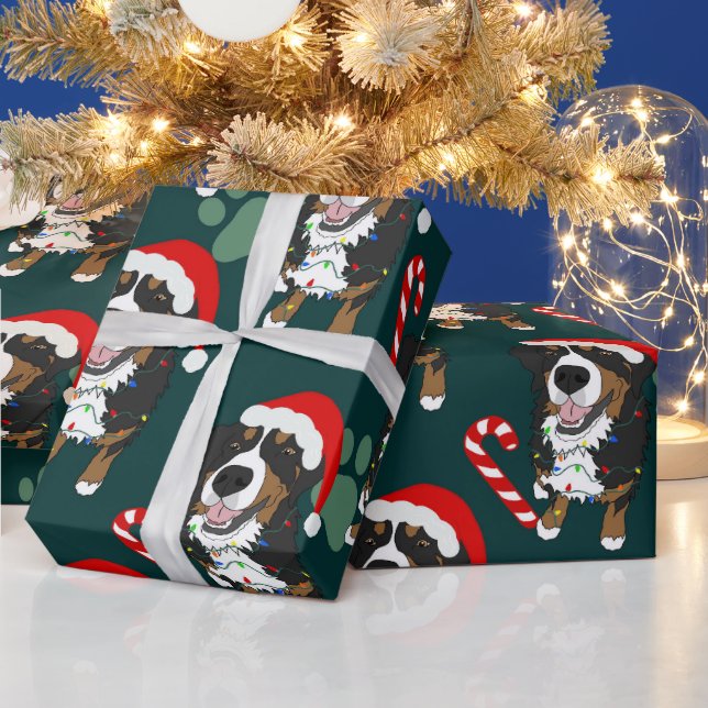 Papier Cadeau Chien de montagne bernois de Noël (Vacances)