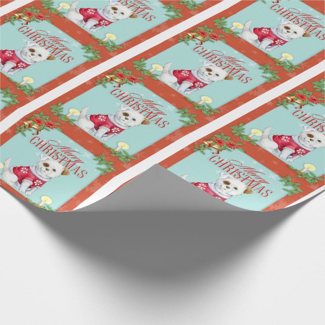 Papier Cadeau Chien de Noël (Coin)