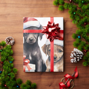 Papier Cadeau Chien de Noël avec papier d'enveloppement cadeaux