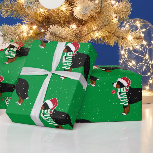 Papier Cadeau Chien de Noël Bernese Mountain (Vacances)