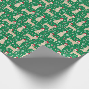 Papier Cadeau Chien de Noël du Labrador jaune