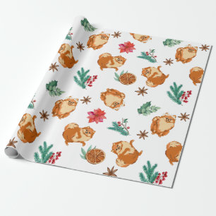 Papier Cadeau Chien de Noël Fluffy Festif  
